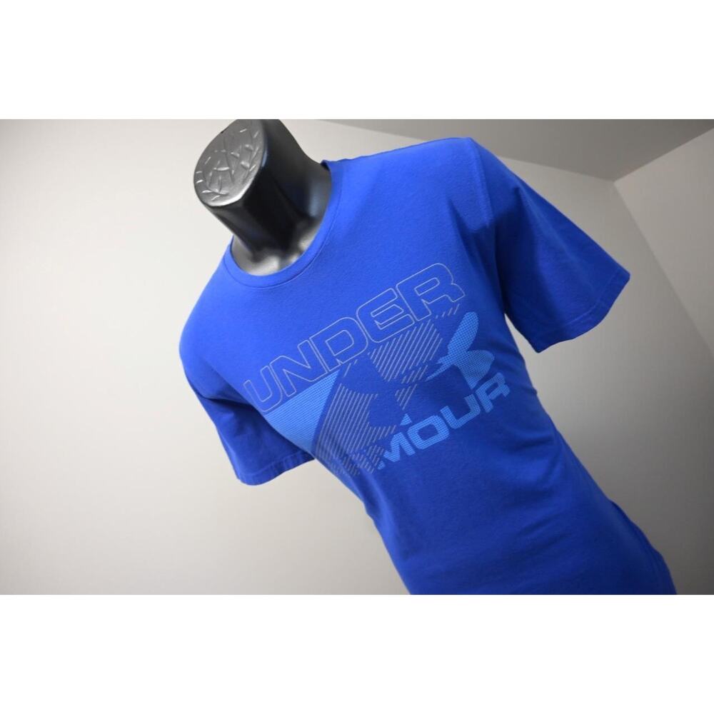 Under Armour Gym Shirt HeatGear Loose Blue Short Sleeve Athletic Mens Sz Medium